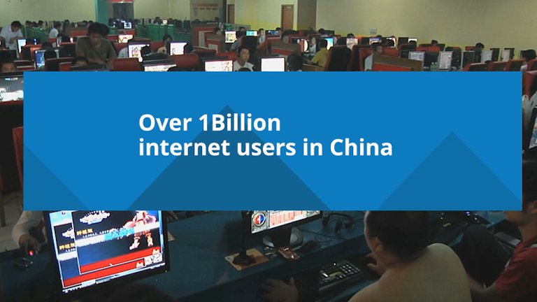 graphic with text saying, "over 1 Billion internet users in China"